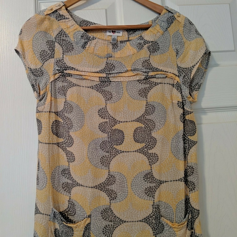 Grey and yellow blouse